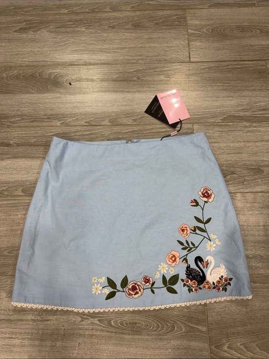 Avec Les Filles Dresses & Skirts - Avec Les Filles  Blue Embroidered Floral Skirt size 12